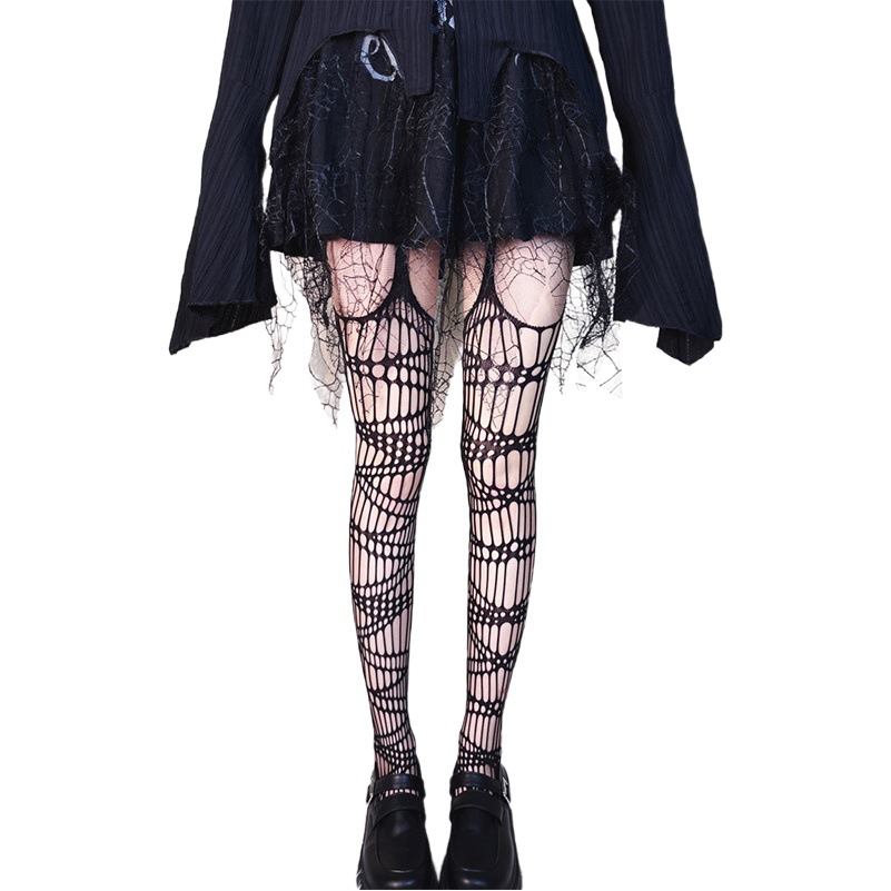 Black suspender socks sexy lace leg ring bow over-the-knee fishnet socks summer ultra-thin jk White thigh socks for women
