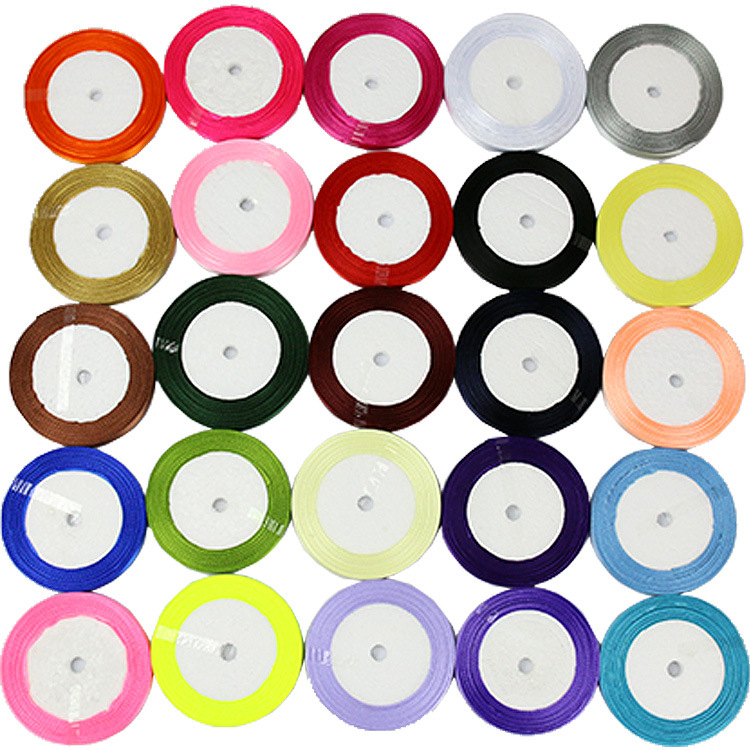Picture of Solid color bow polyester silk ribbon bouquet wrapping paper material handmade diy gift ribbon 1cm wholesale