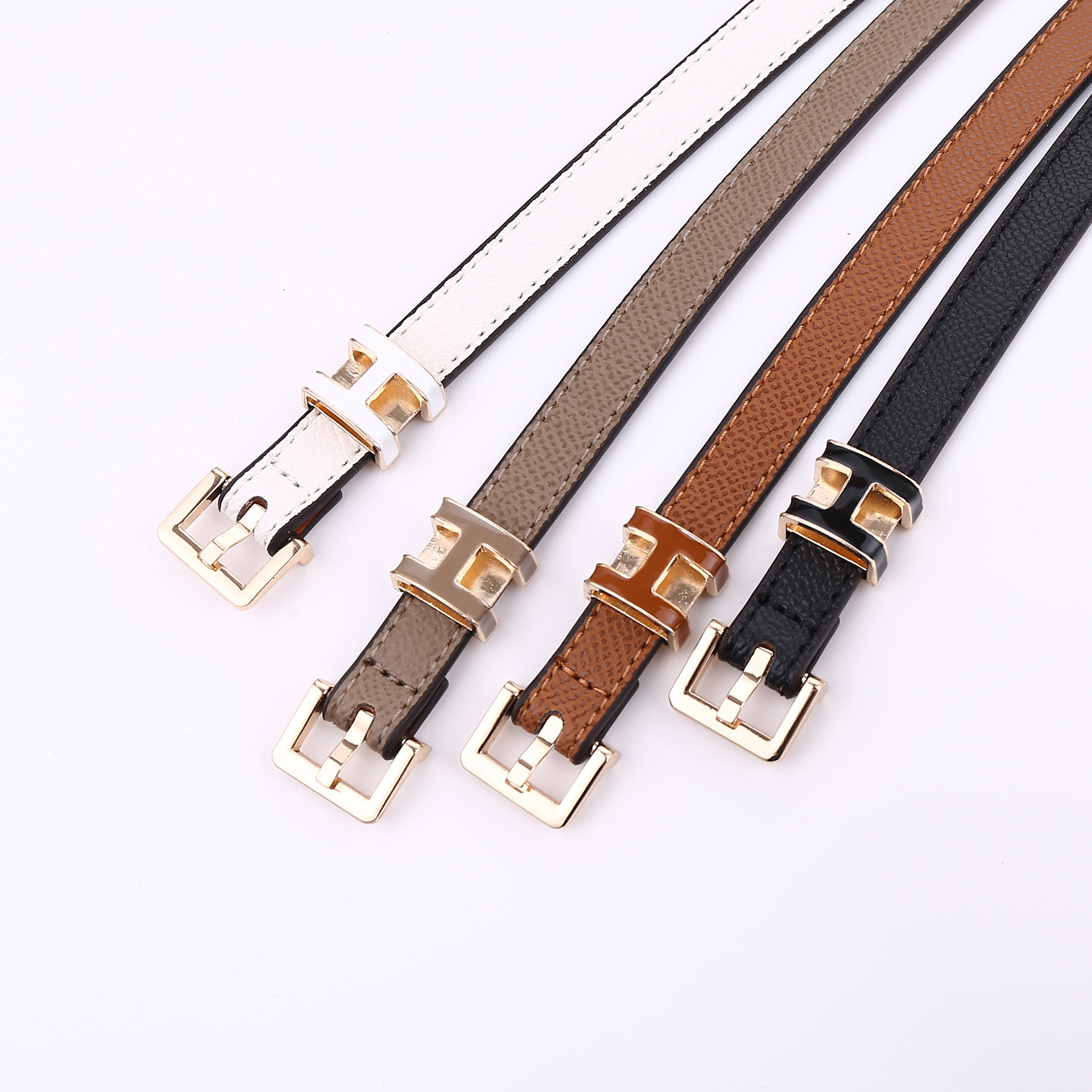Belt ladies high-grade thin belt h buckle Joker with dress trousers waist decorative belt wholesale