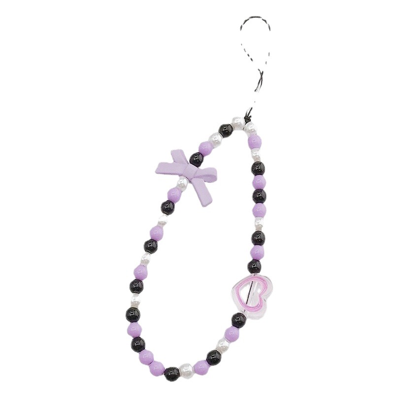 Yi Lian Jewelry New Bear Mobile Phone Chain Short Beaded Bowknot Mobile Phone Rope Drop-resistant Hand Rope Pendant Pendant for Women