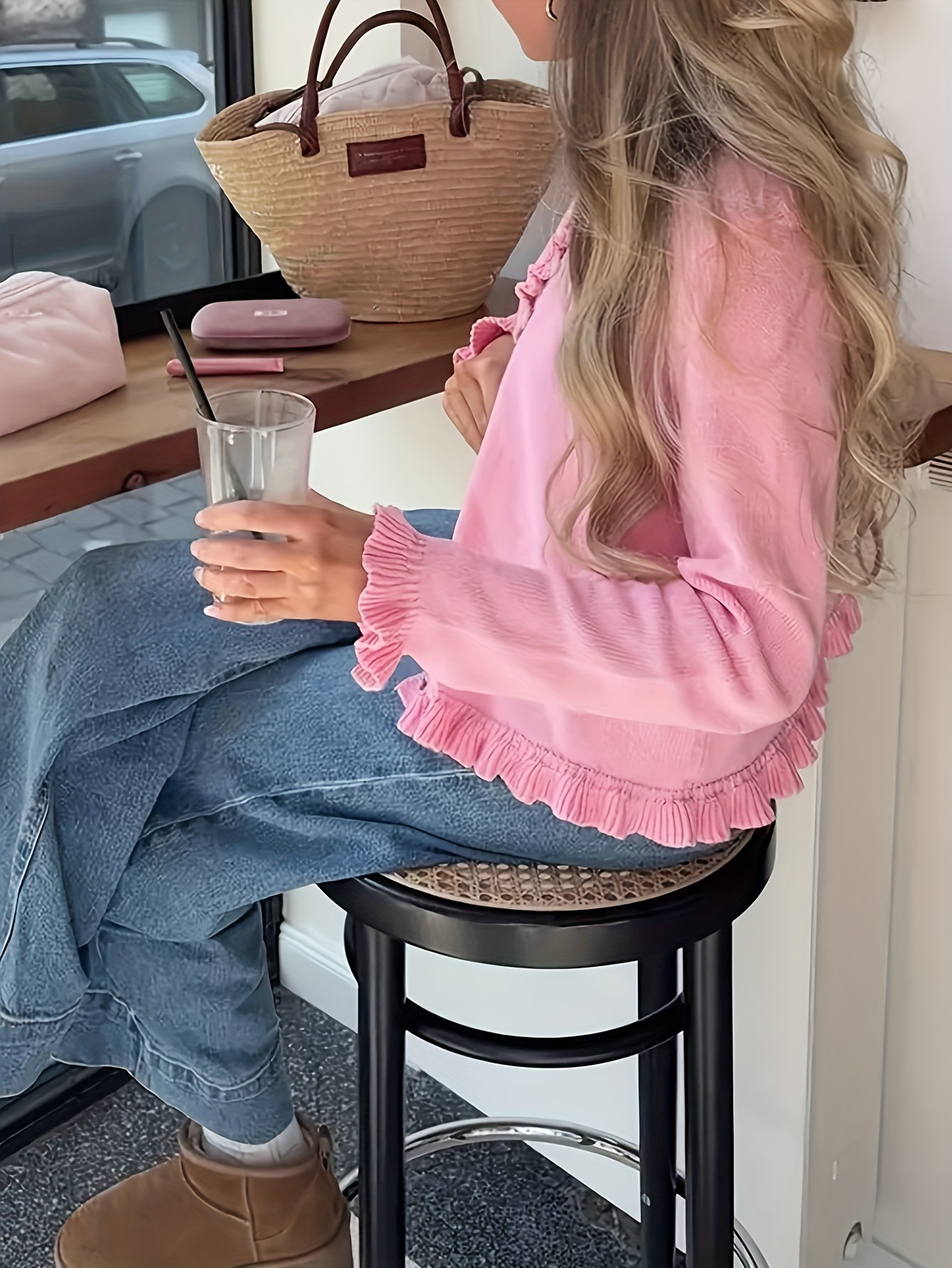 Picture of AliExpress independent station knit sweater for women, European and American cardigan, solid color, loose style, elegant French long-sleeve sweater knit jacket