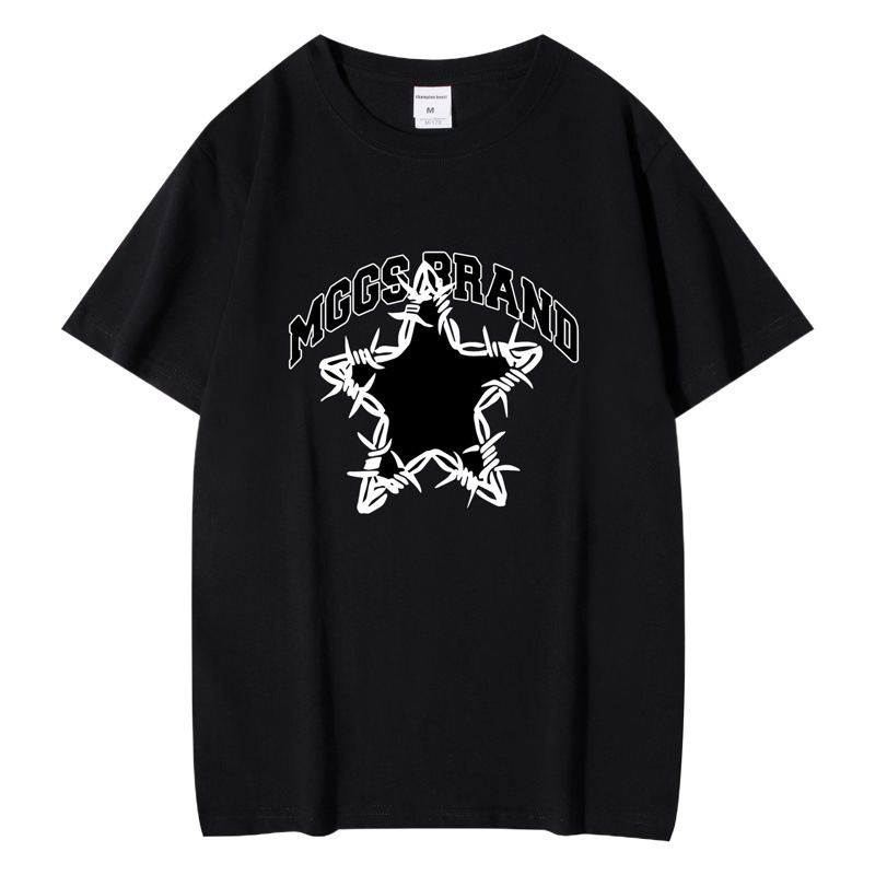 Disappeared Her Ni Ni Star with Half Sleeve 2023 Summer Fashion Brand Simple Black Letter Printed Short Sleeve T-Shirt for Women