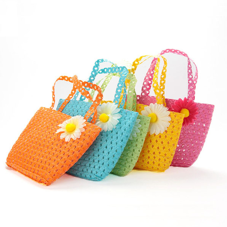 Picture of New Sunflower Children's Straw Hat Handbag Set Girls Straw Sun Hat Beach Hat Wholesale
