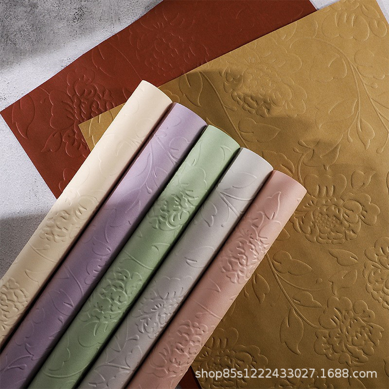 Oil Painting Paper Original Niche Design Warm Floating Series Stereo Relief Flower Wrapping Paper Flower Wrapping Paper