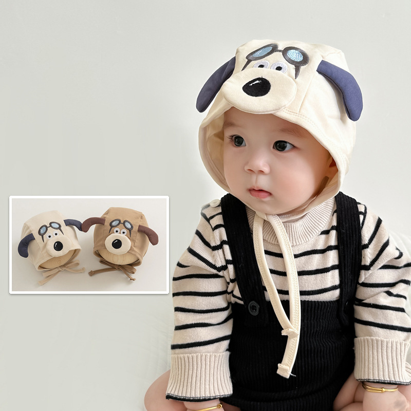 Benhui South Korea baby hat autumn and winter cute cotton ear protection newborn fontanelle pullover cartoon baby fetal cap