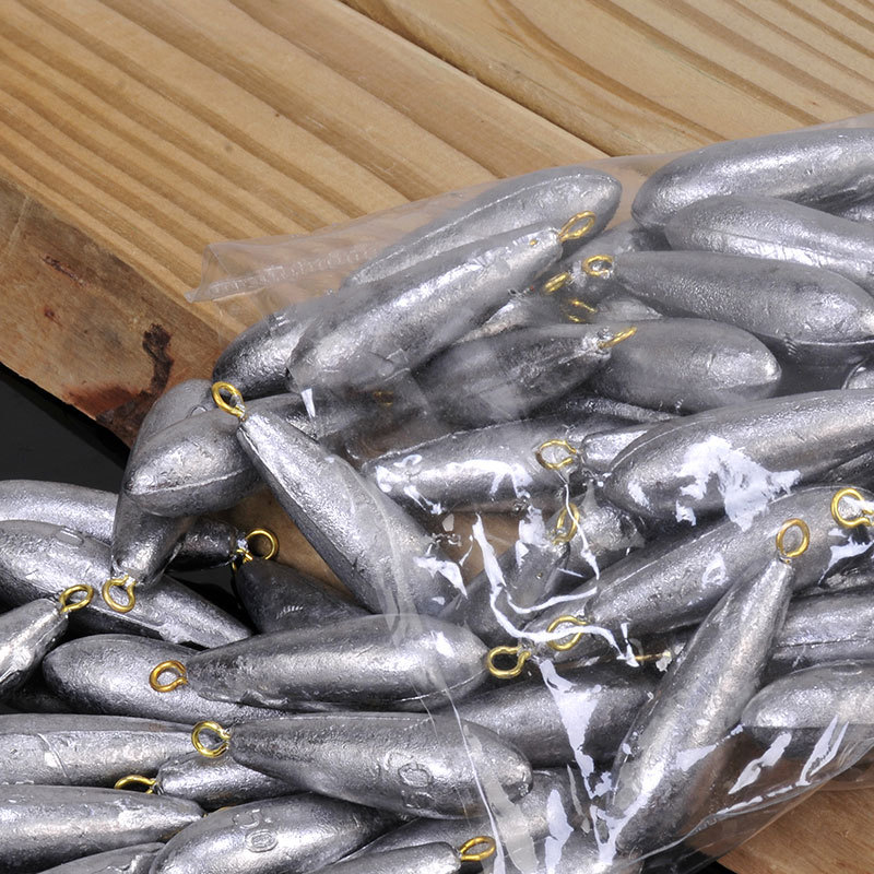 Picture of Aohu Bulk Willow Type Lead Pendant with Ring Luya Lead Pendant Sea Fishing Hanging Ring Lead Tuo Raft Fishing Gear Products