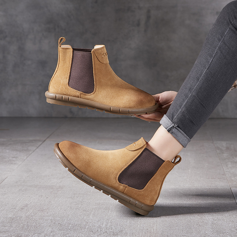 Platinum Disi New Arrival Cowhide Chelsea Women's Ankle Boots Autumn and Winter 2024 Soft Bottom Anti-Slip Bottom Smoke Tube Fashion Boots