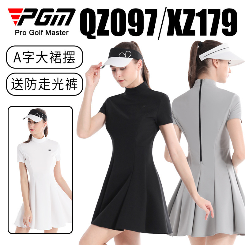 Picture of PGM Summer Golf Women's Slim-fit Tight Waist Slim A- line dress Short-sleeved Women's Skirt suit Korean-style Golf Clothing