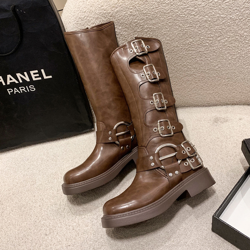 Picture of Travel Must Wear Boots Children American Style Vintage Martin Boots Brown High Boots Long Boots Western Cowboy Boots Women's Boots