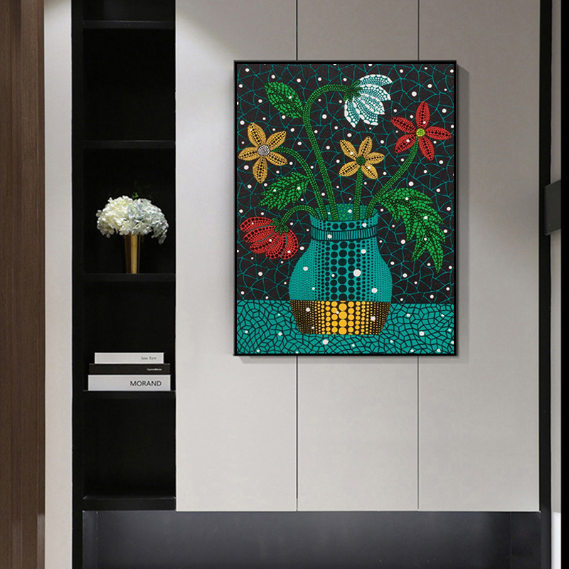 Kusama Yayoi Hanging Painting Pop Style Polka Dot Art Living Room Decorative Painting Golden Pumpkin Bedroom Bedside Wall Painting Core