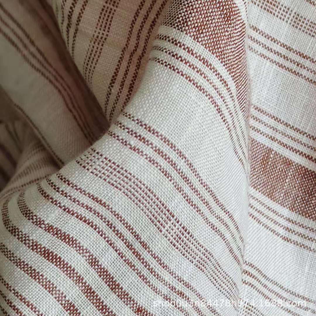 Picture of Pure Linen 280CM Horizontal Stripesd Enzyme Washing Fabric French Linen Curtain Fabric Linen Quilted Quilt Cover Cloth