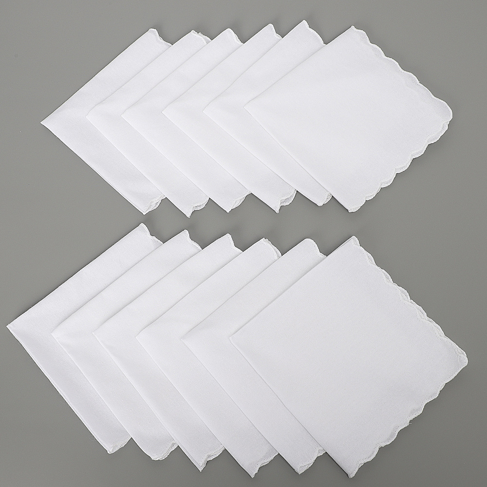 Picture of 30*30cm wave edge high density white square towel can tie dye rubbing printing DIY embroidery white square towel