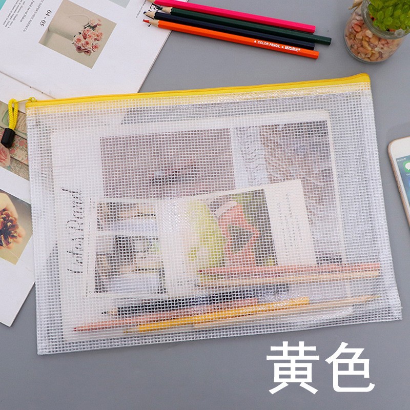 Picture of Wholesale Pvc Plastic A5 Large Capacity Mesh Zipper File Bag A3 Storage File Prenatal Check-Up Information A4 Storage Bag