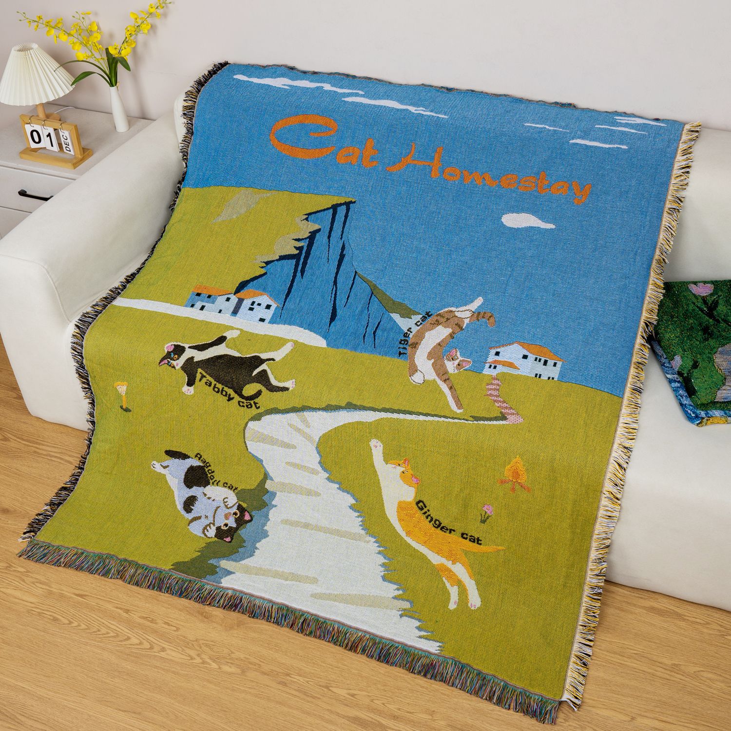 in stock Wall Decorative Tapestry Pastoral Style Anime Gift Blanket Jacquard Cover Blanket Cotton Camping Blanket Soft and Comfortable Now