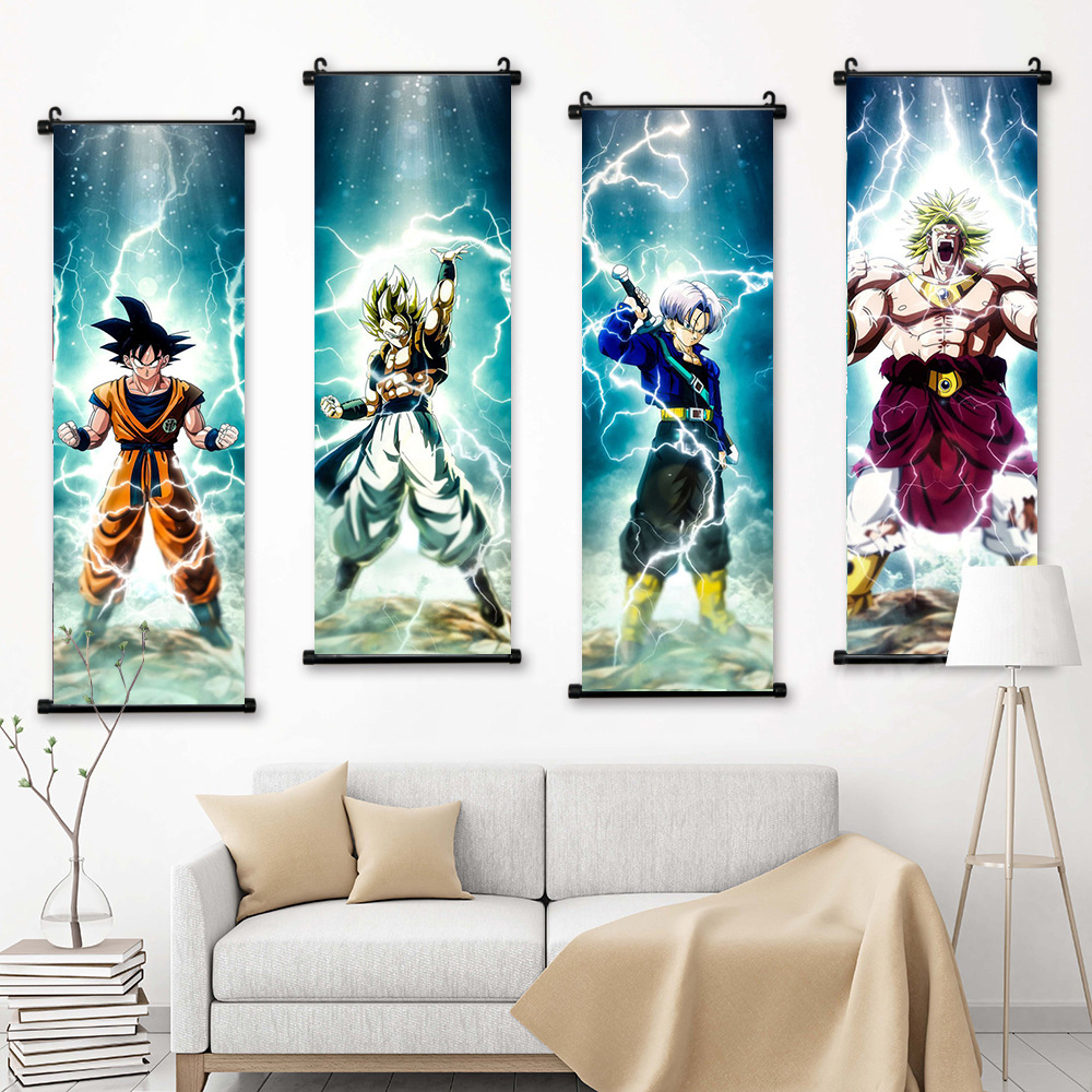 Anime Dragon Ball Super Saiyan peripheral two-dimensional decorative painting Wukong Piccolo living room wall scroll hanging painting