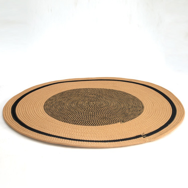 Picture of Cotton Rope Woven Floor Mat Living Room Coffee Table Round Floor Mat 120cm Bedroom Bedside Blanket Clothing Store Decoration Simple