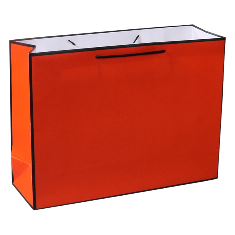 In stock clothing store portable paper bag printed logo orange large gift bag cosmetics shopping bag wholesale