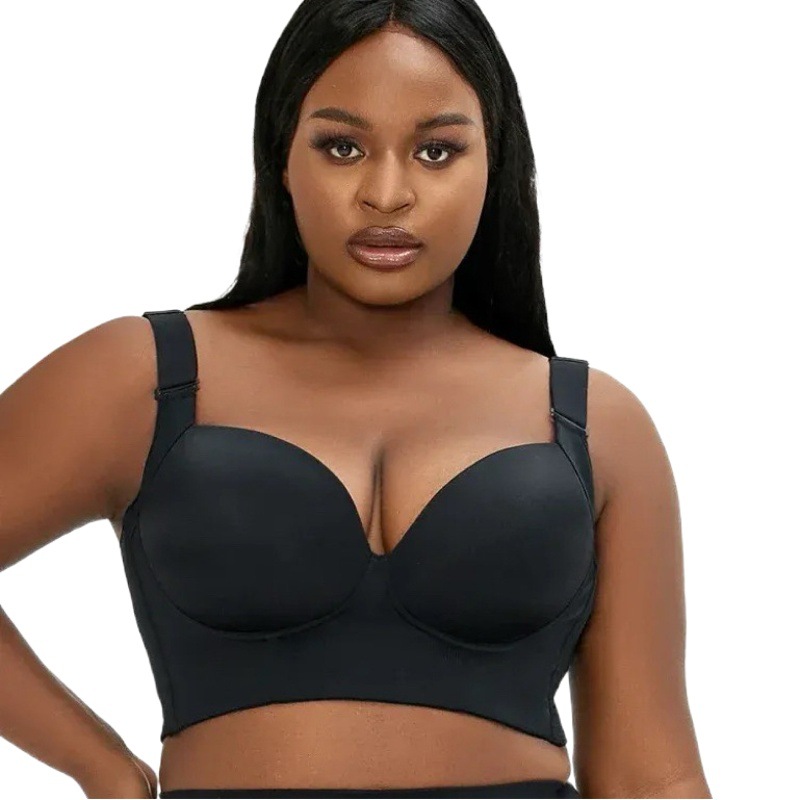 Independent station European and American cross-border plus size glossy underwear women push up breast collection anti-adjustment bra with steel ring