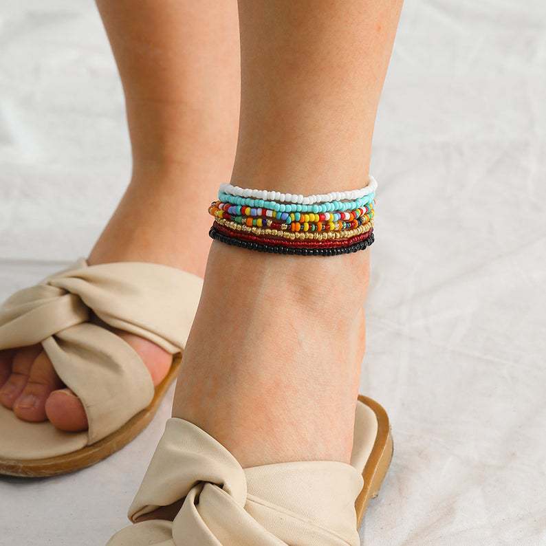 Picture of Amazon Hot New Bohemian Style Anklet Colorful Rice Beads Handmade Beaded Anklet Distinctive Creative Anklet