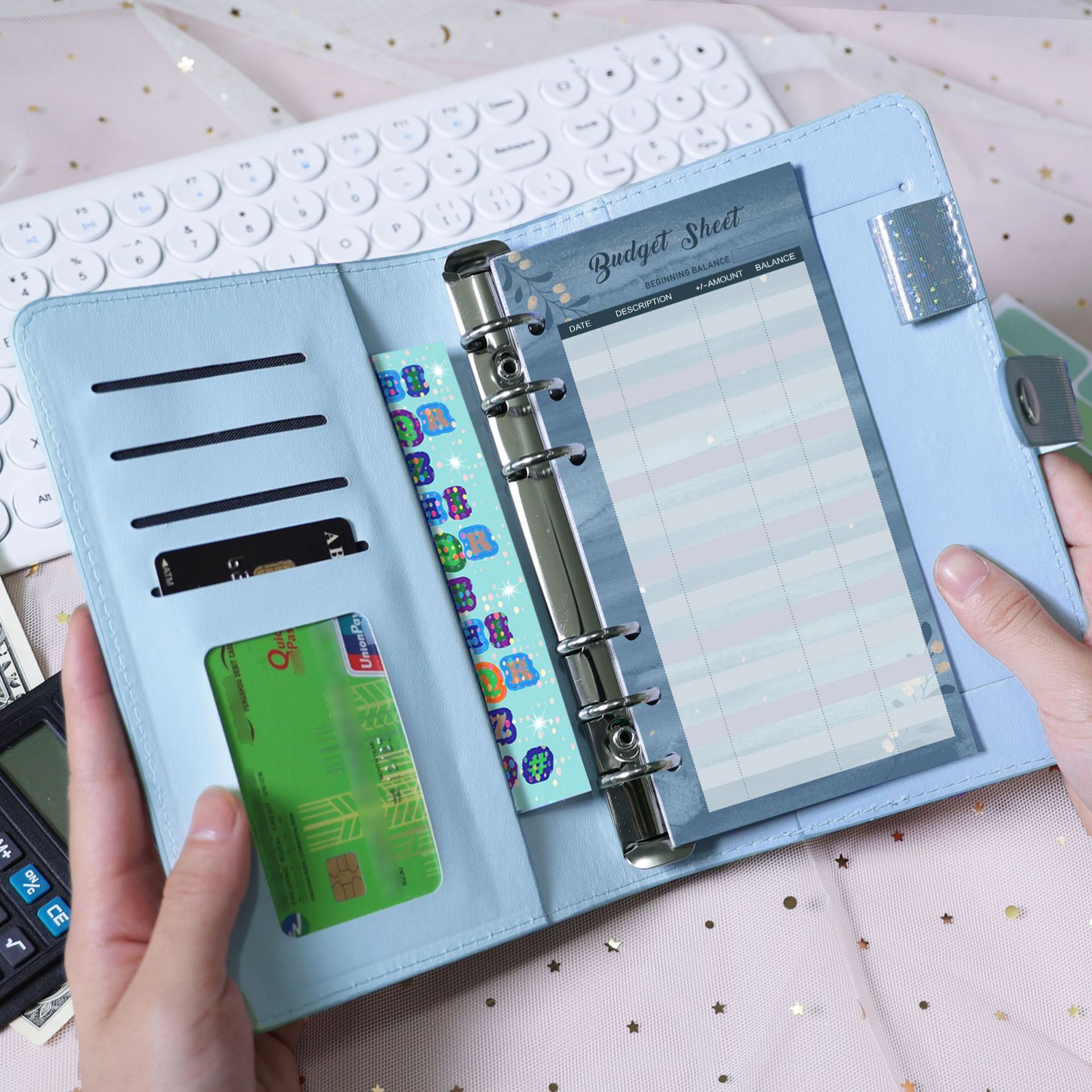 Picture of Cross-Border Morandi A6 Loose-Leaf Accounting Notebook Creative Macaron Cash Budget Financial Planning Hand Ledger