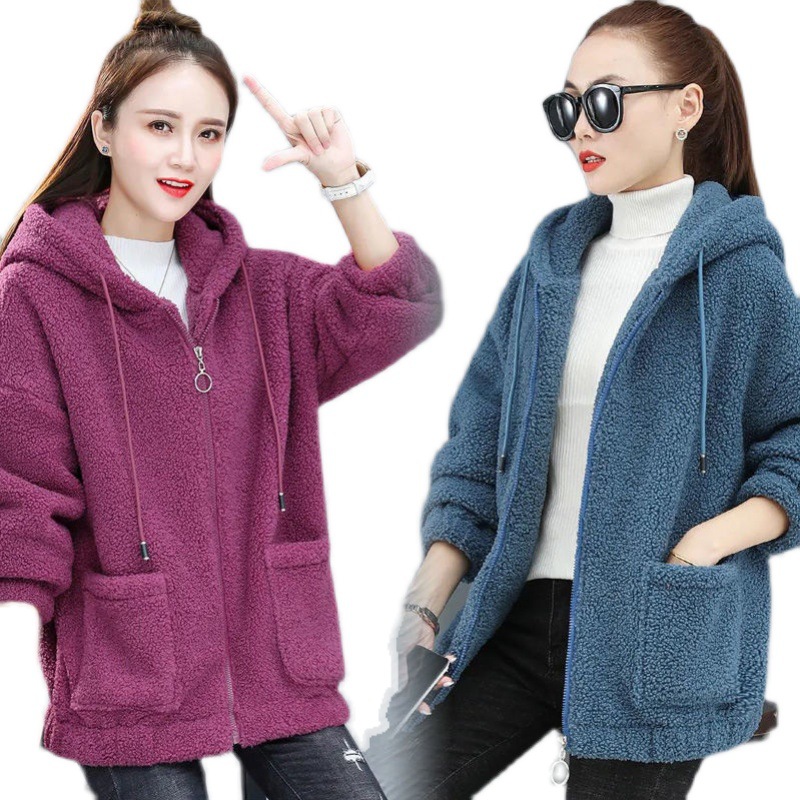 Picture of Lamb Velvet Sweater Women's fleece-lined Thickened 2020 New Autumn and Winter Loose Korean Style Zipper Cardigan Teddy Velvet 082