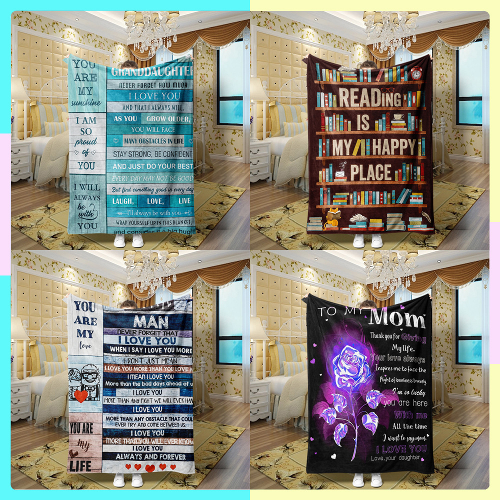 Love and affectionate flannel blanket summer air conditioning blanket cross-border hot selling autumn and winter nap printing blankets