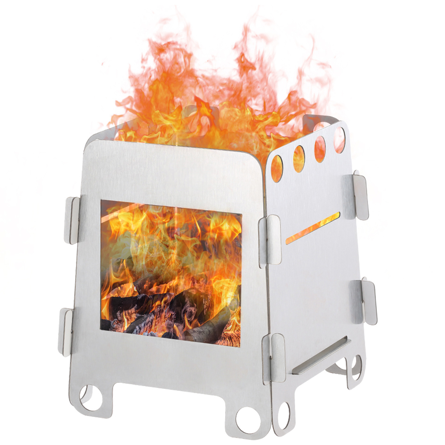 Picture of in stock stainless steel card alcohol wood stove outdoor picnic removable barbecue stove portable heating stove wholesale