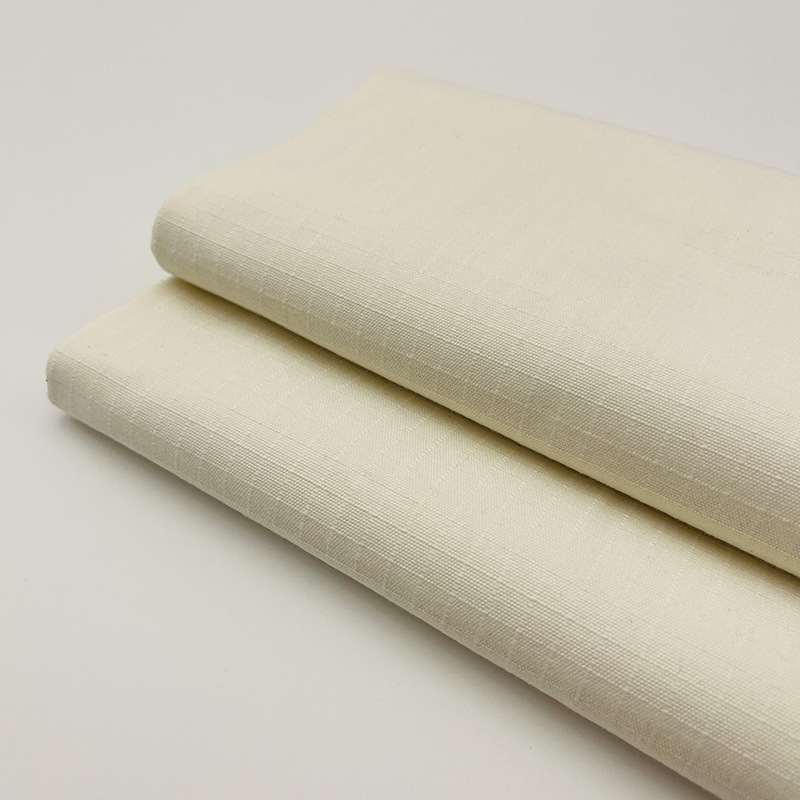 Picture of Half-Bleached Polyester-Cotton Three-Grain Plaid Fabric, Wear-Resistant Canvas for Clothing and Bags, High-Density Polyester-Cotton Plain Fabric Wholesale
