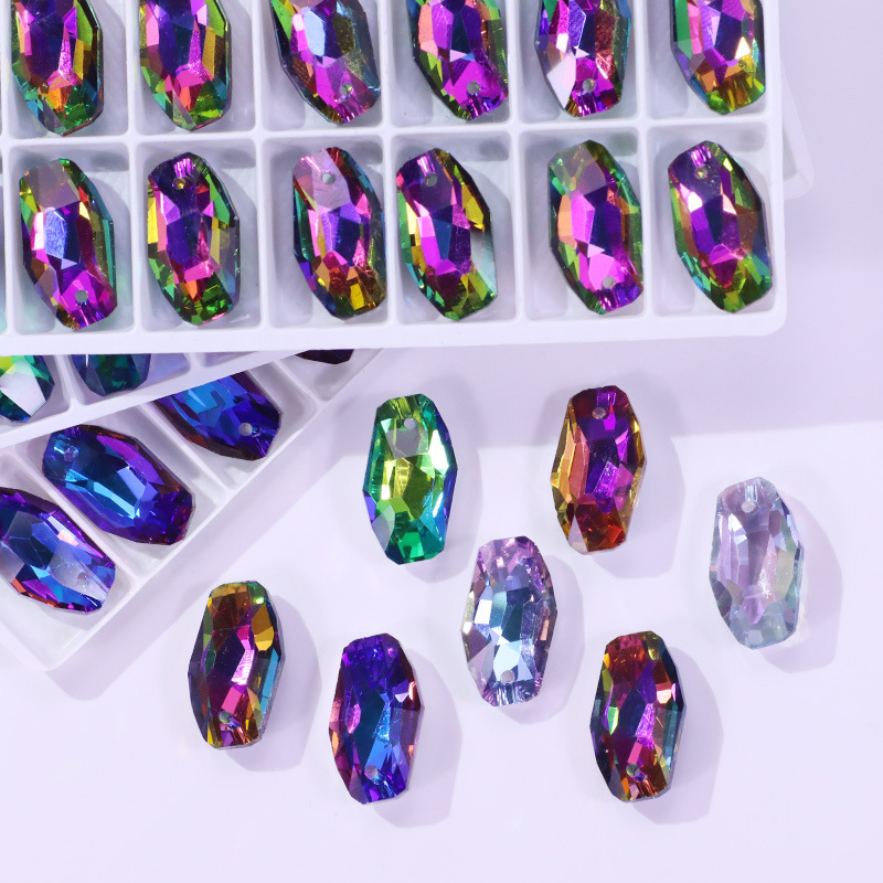 Cross-border gradient color single-hole meteorite regenerated stone special-shaped magic color crystal glass Diamond Jewelry pendant diamond accessories