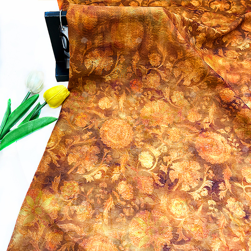Golden flowers, handmade DIY fabrics, Tencel jacquard fabrics, new Chinese style Hanfu cheongsam dress fabrics