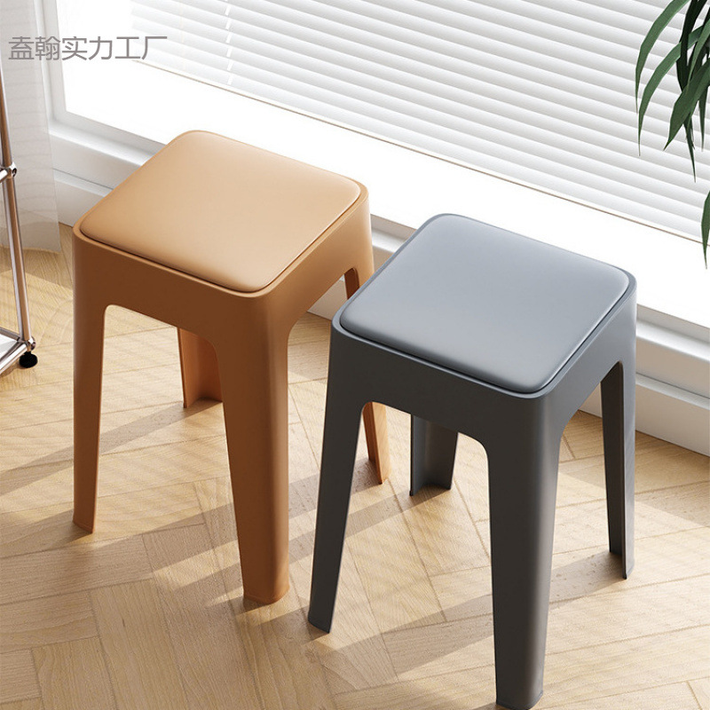 Internet celebrity plastic stool for home use thickened, stackable, modern simple high bench, soft stool, sturdy and durable for backup