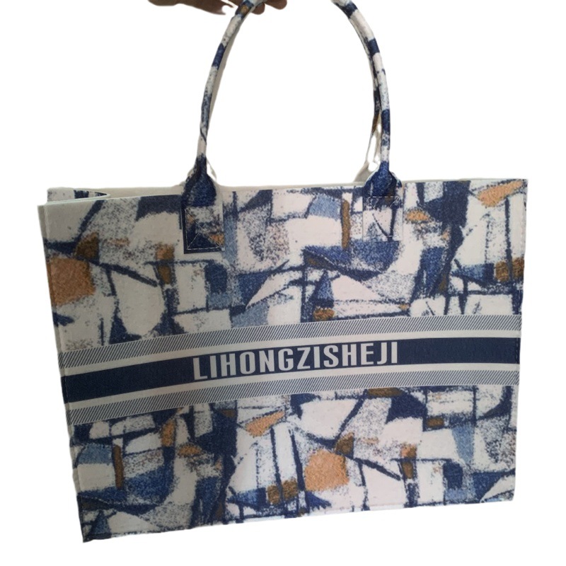 Felt Handbag Tote Bag Shoulder Bag Oil Painting Air Sublimation Full Print Retro National Fashion Handbag Storage Bag