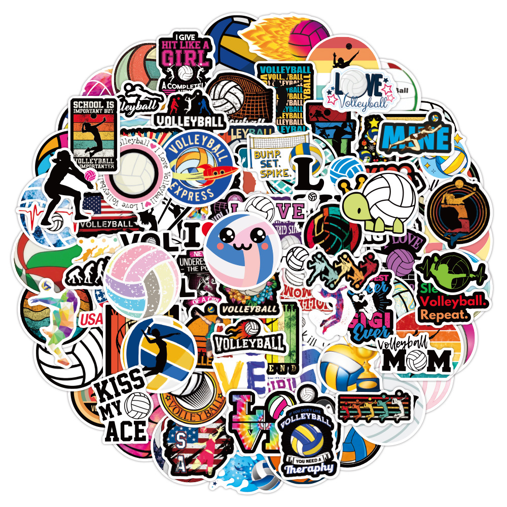 Picture of 100 new volleyball sports graffiti stickers trolley case luggage PVC waterproof stickers motorcycle stickers