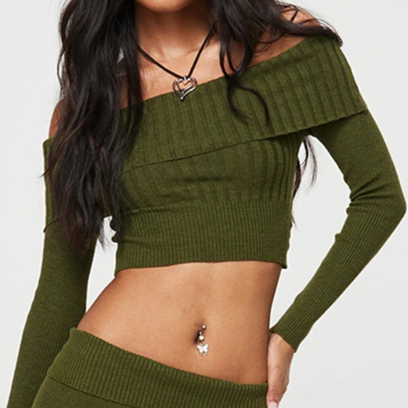 Picture of European and American women's sweater Amazon new sexy hot girl off-neck long sleeve sweater in stock