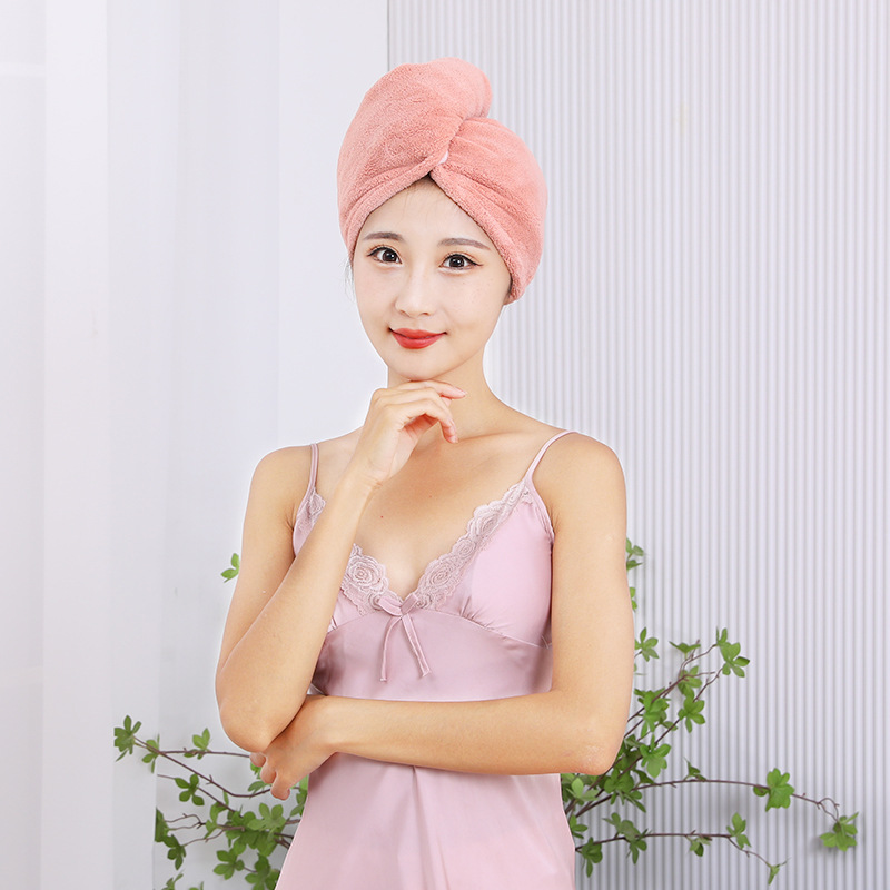 Factory wholesale coral fleece shower cap trembles with thick absorbent dry hair towel head towel turban dry hair cap