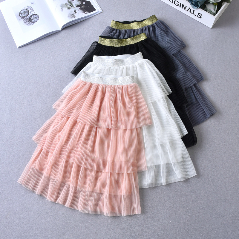 Girl's Skirt 2024 Summer New All-match Children's Mid-length Skirt Big Children's Skirt Mesh Skirt Western Style Cake Skirt