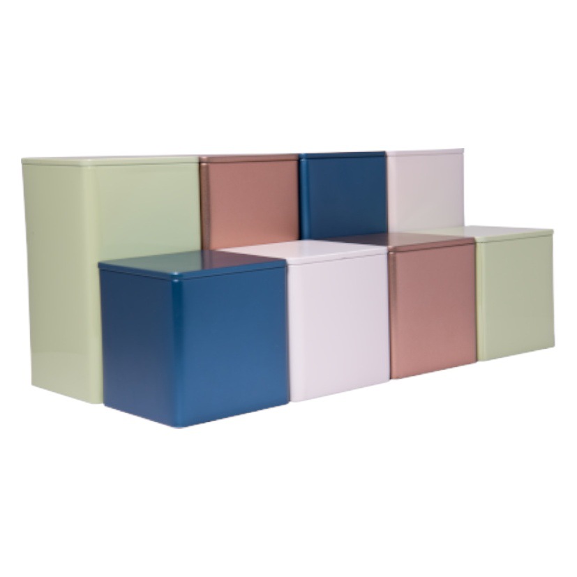 Shixin manufacturer tinplate box candy box Candle Jar square sealed iron jar with hand gift tinplate tin box