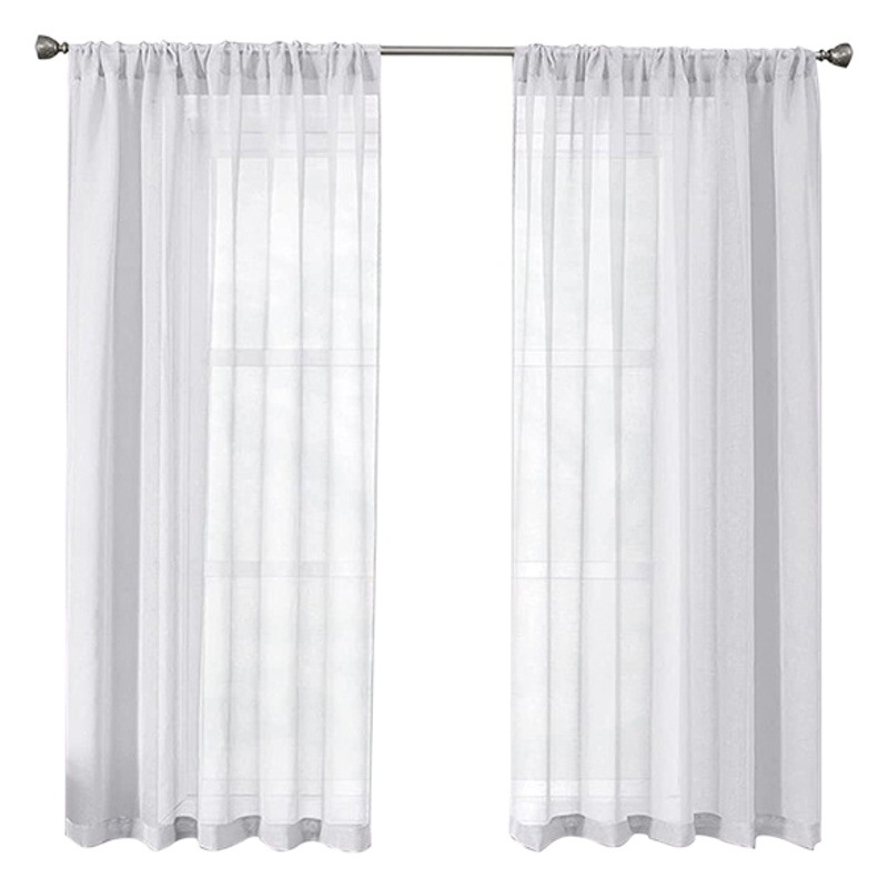 Cross-border foreign trade living room bedroom light transmission full Dolly yarn White simple home decoration project yarn curtain finished factory wholesale