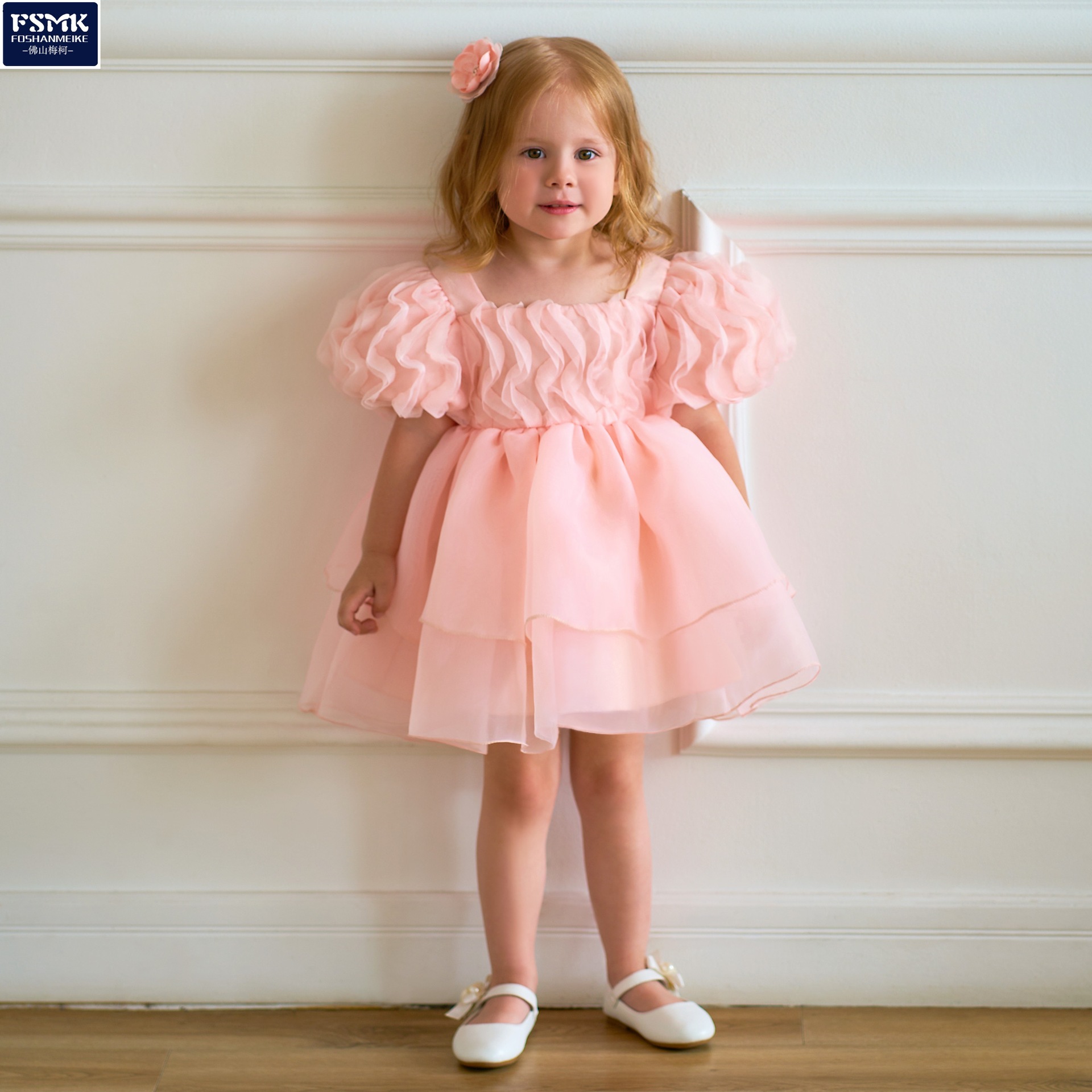 2024 European and American New Girls' Dress Puff Sleeve Princess Dress Baby Wash Dress Birthday Party Party Dress