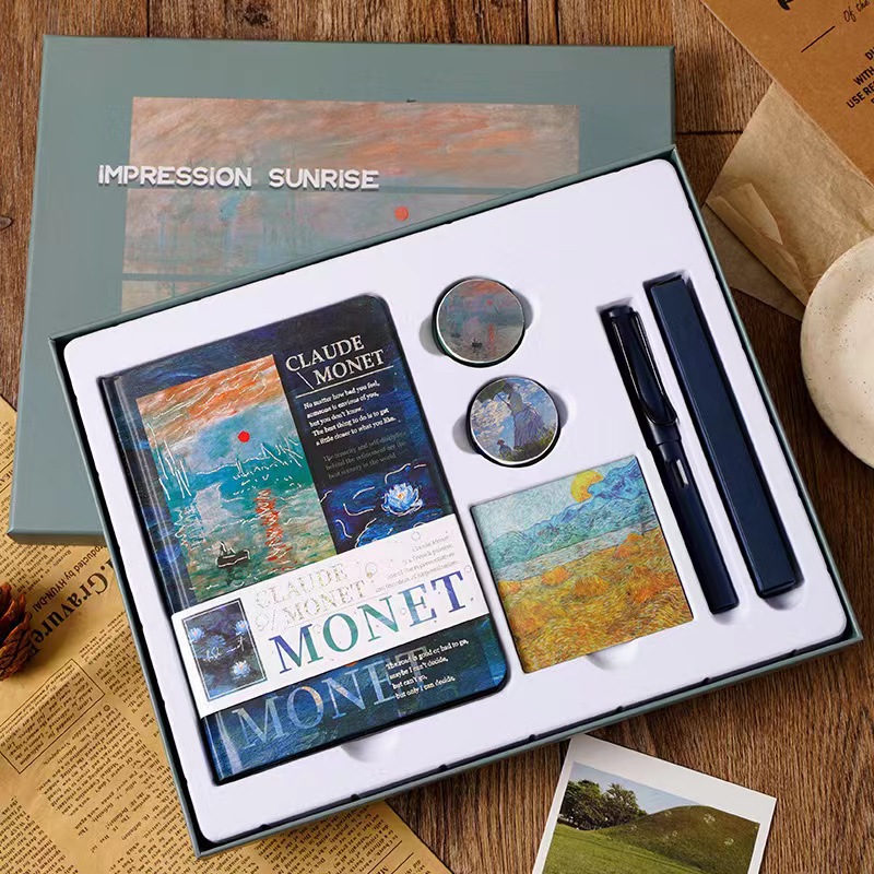 Picture of Starry Sky Ledger Set Creative Tape Sticker Gift Van Gogh Oil Painting Bookmark Set Gift Box Ledger Notebook