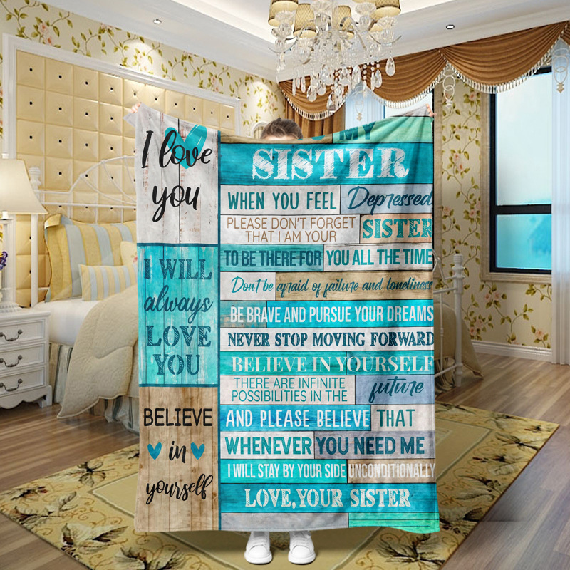 Picture of Family love teachers and students girlfriends love message flannel blanket summer air conditioning blanket autumn and winter nap printing blanket