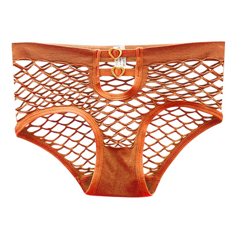 Sexy Hollow-out Large Mesh Transparent Seamless Briefs Women's Mid-low Waist Sexy Perspective Super Japanese Cotton Trousers