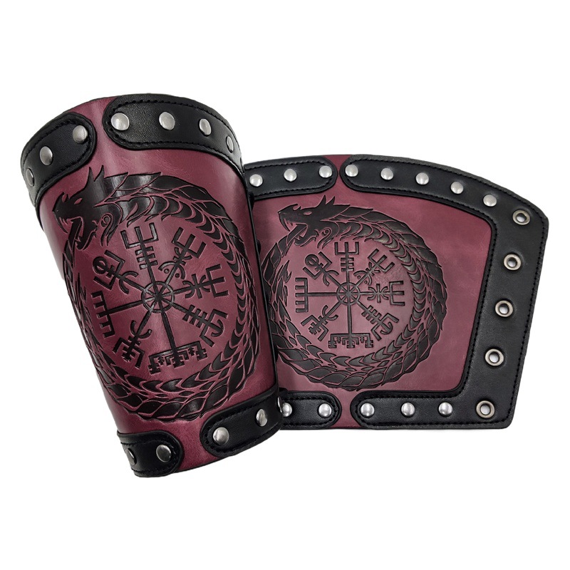 Cross-border Multi-platform Nordic Viking Style Ouroboro Snake Compasses Embossed Bracers COSPLAY Stage Props