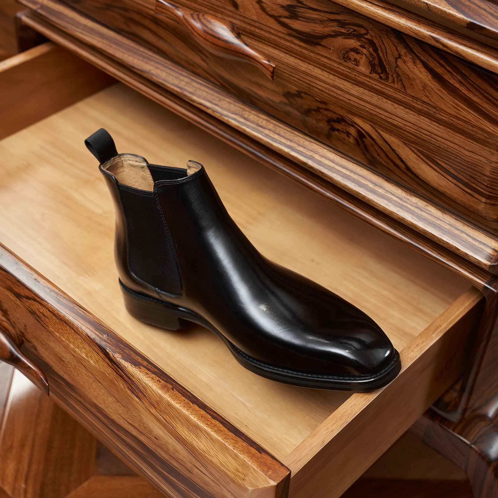 Business Commuter Chelsea Boots Top Layer Cowhide Sleeve Martin Boots High-Top Leather British Style Ankle Boots