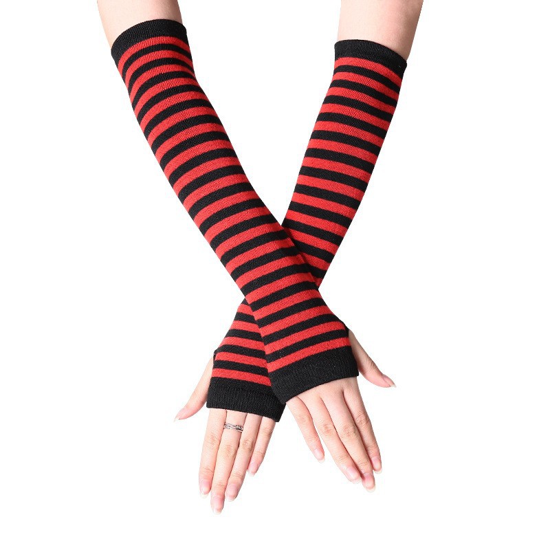 Picture of Korean Style Women's Gloves Half-Finger Gloves Women's Winter Cute Autumn and Winter Long Gloves Arm Covers Fingerless Woolen Gloves