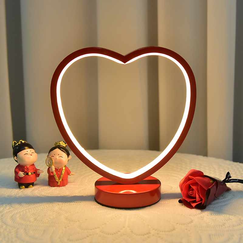 Picture of Creative red wedding everbright lamp new wedding room decoration wedding table lamp bedroom bedside lamp bride dowry lamp gift