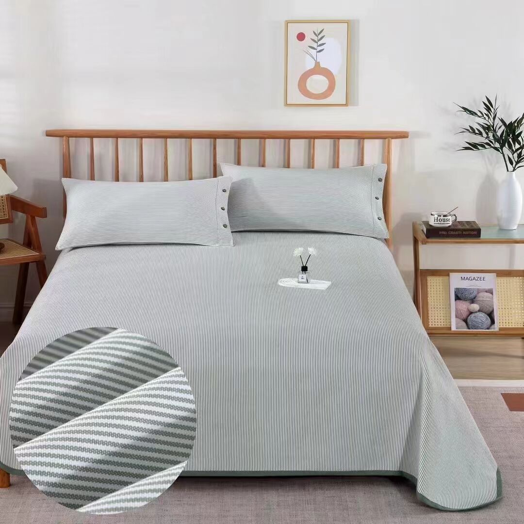 Picture of Summer Pure Cotton Coarse Cloth Cooling Mat Bed Sheet Three-Piece Set Kang Sheet Coarse Cloth Single Piece Linen Quilt Kang Sheet Houndstooth Pattern