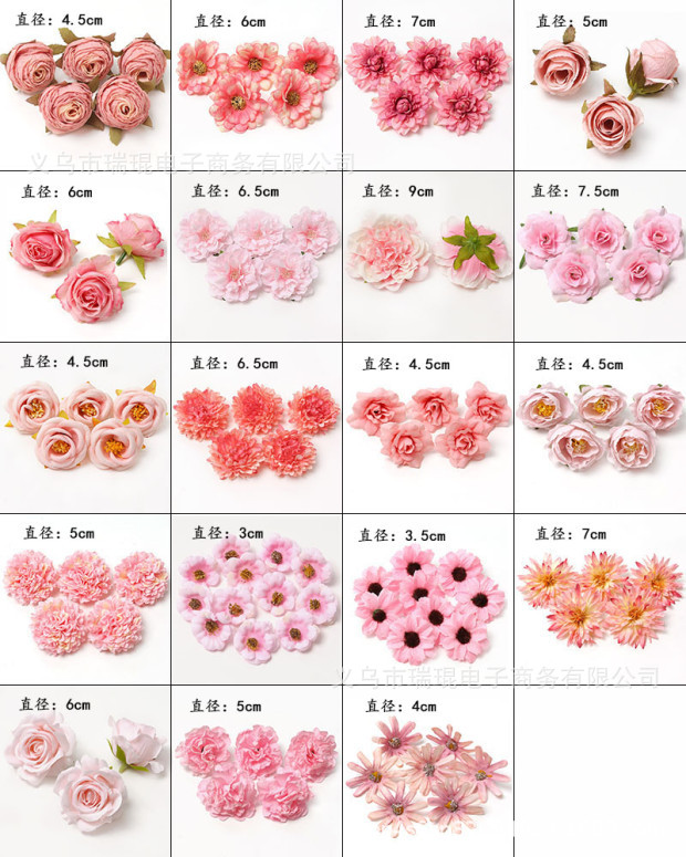 Picture of Pink simulation flower wedding shooting props handmade DIY hair accessories decoration Amazon flower box material