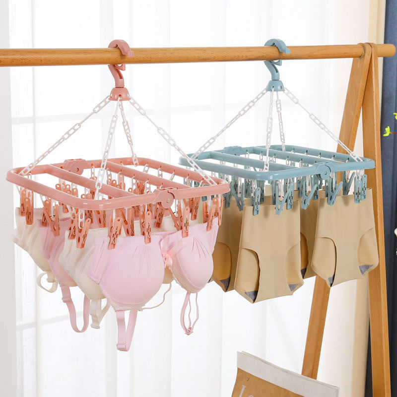 Picture of Thickened 32 Drying Rack Multifunctional Plastic Foldable Household Windproof Multi-clip Drying Rack Underwear Panties Socks