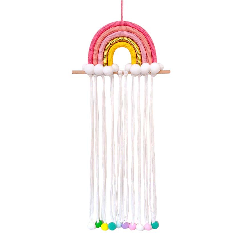 Picture of ins Nordic Rainbow Tassel Hair Accessories Hairpin Finishing Storage Woven Children's Room Decoration Wall Decoration